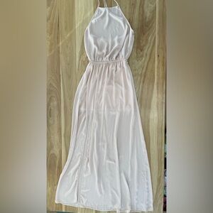 Show Me Your Mumu Maxi Tie Halter Dress Soft Pink Slit Sz M Bridesmaid